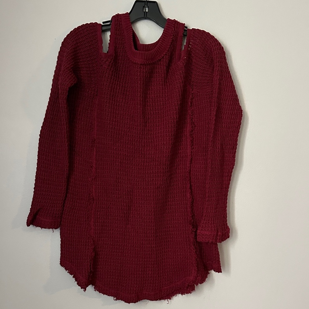 Women's Burgundy Cold Shoulder Sweater size L NWT